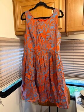 Talbots Orange and Blue Printed Dress
